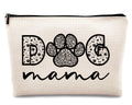 Dog Mom Linen Makeup Bag — Zip Travel Pouch