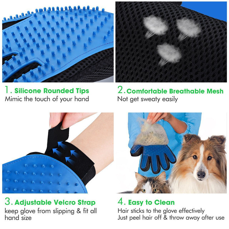 Silicone Pet Bath Brush Glove — Shampoo Scrubber & Deshedding Mitt
