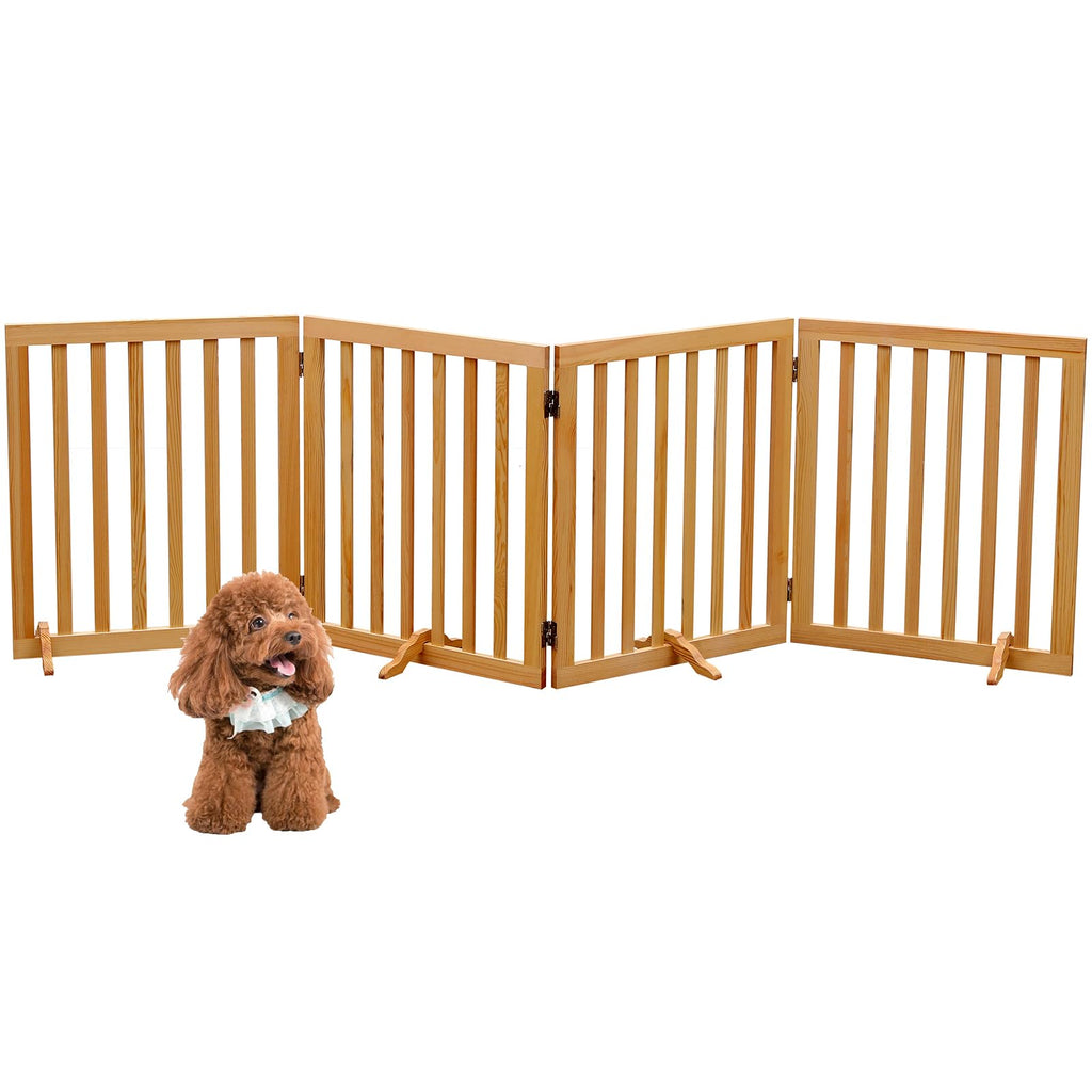 Freestanding Wooden Dog Gate — 4 Panels, 23.6 in