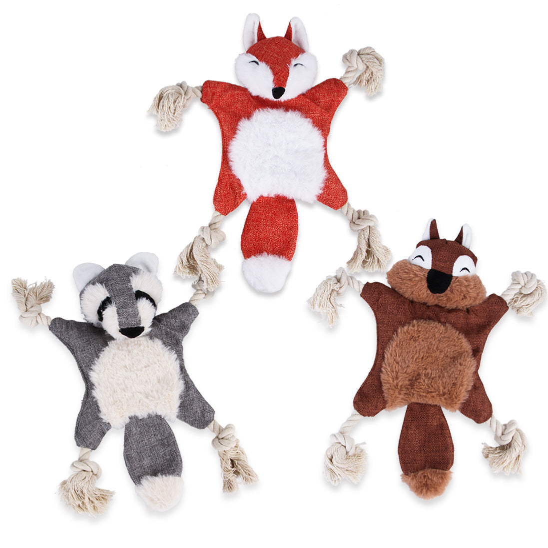 Plush Squeaky Dog Toy — Realistic Fox, Squirrel & Woodland Animals