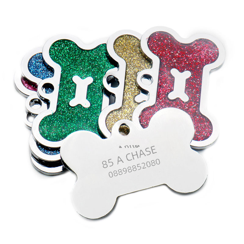 Engraved Pet ID Tag — Double-Sided Bone Tag in Zinc Alloy