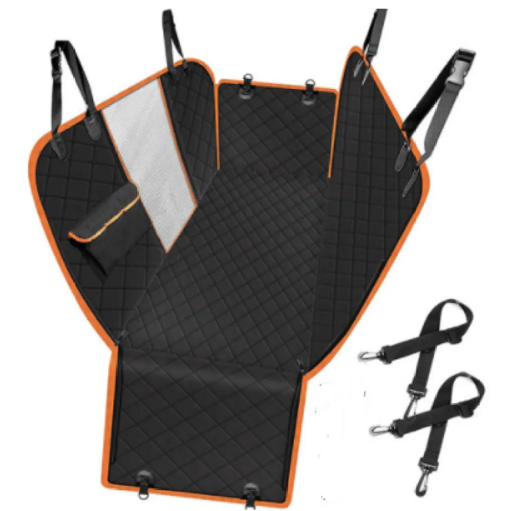 Dog Car Seat Cover — Waterproof Hammock with Mesh Window & Pocket