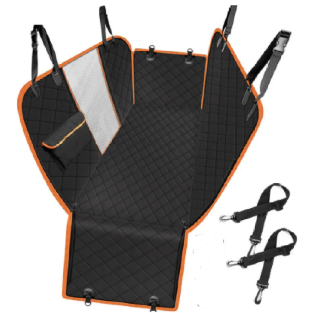 Dog Car Seat Cover — Waterproof Hammock with Mesh Window & Pocket