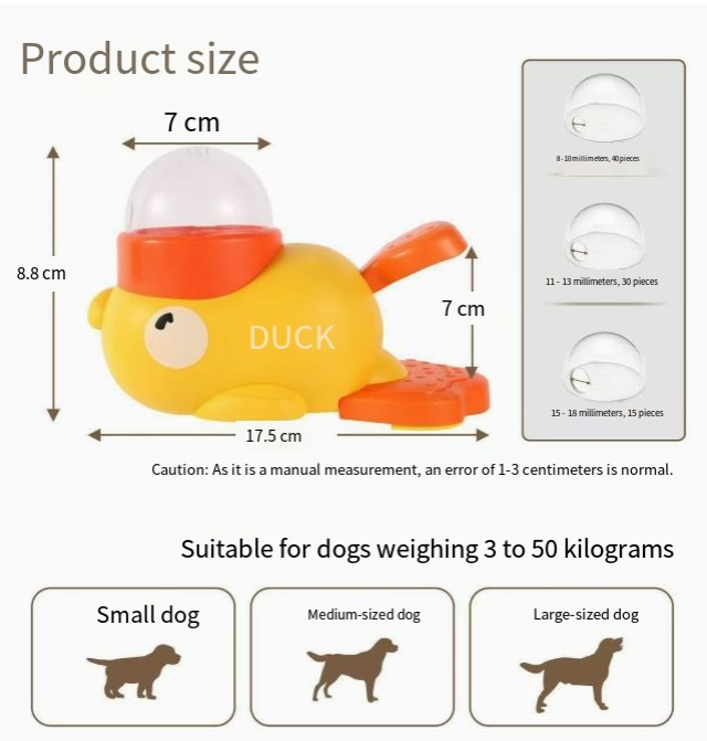 Duck Treat Dispenser Dog Toy — Anti-Slip Automatic Training Feeder