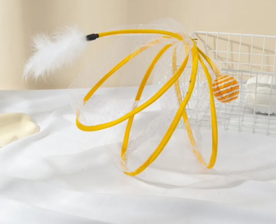 Interactive Cat Tunnel with Feather Toy — Collapsible Play Tube