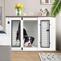 Wooden Furniture-Style Dog Crate — Double Door with Side Cabinet