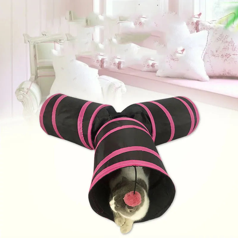 Y-Shaped Foldable Cat Tunnel — 3-Way Collapsible Hideaway
