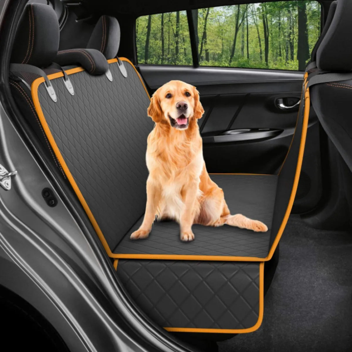 Dog Car Seat Cover — Waterproof Hammock with Mesh Window & Pocket