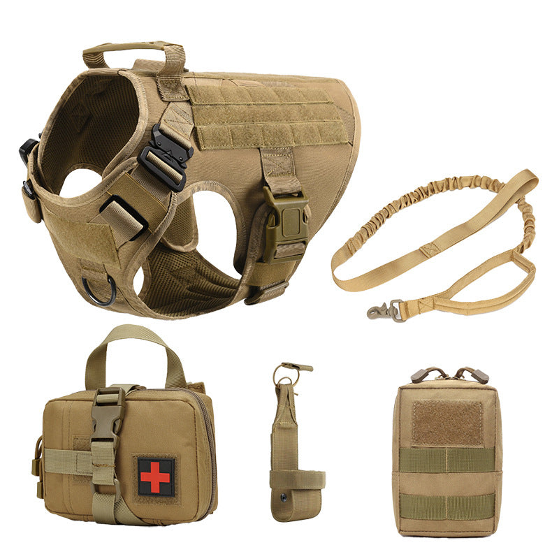 Tactical Dog Harness Set — 5-Piece Kit with Leash, Pouch & Bottle Holder
