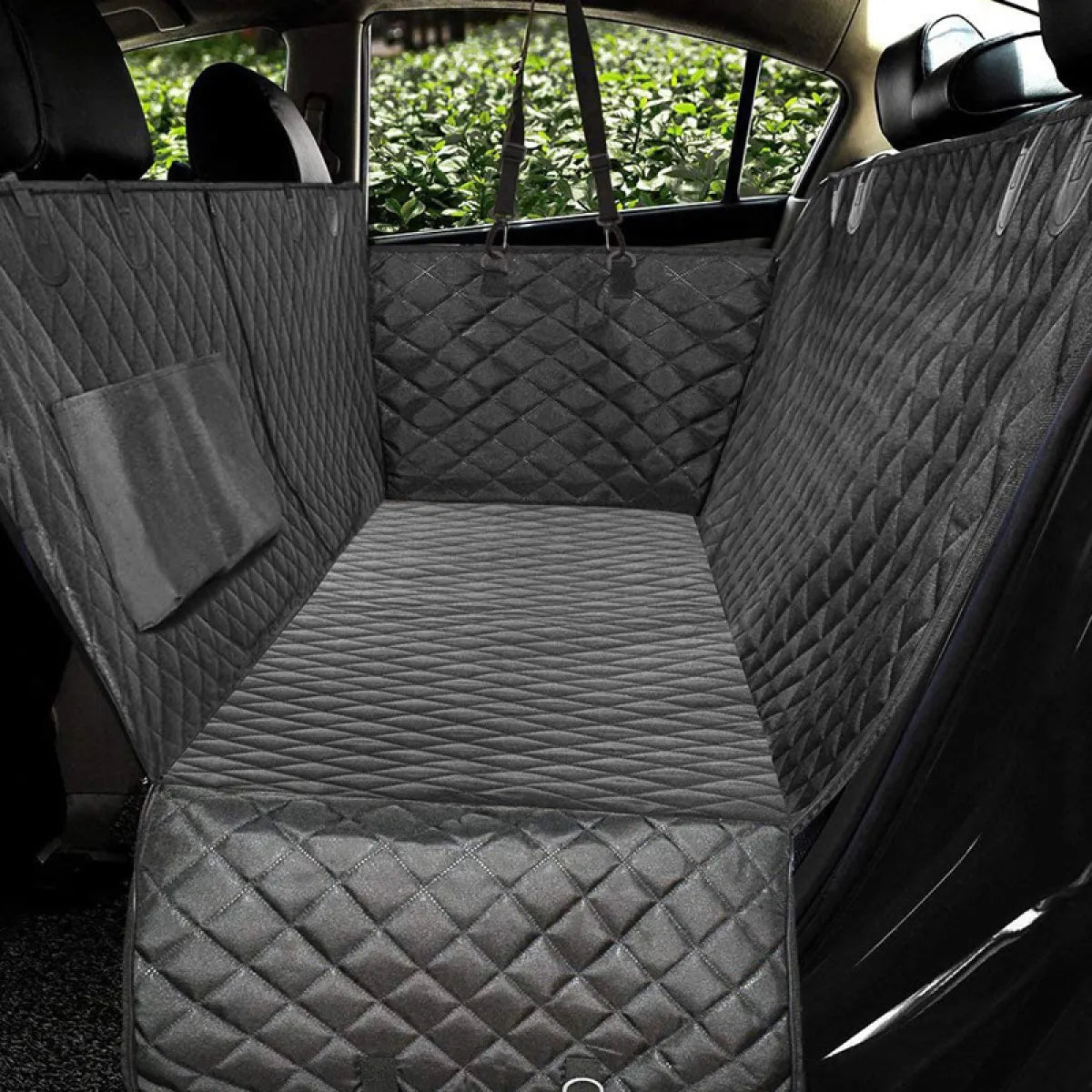 Dog Car Seat Cover — Waterproof Hammock with Mesh Window & Pocket