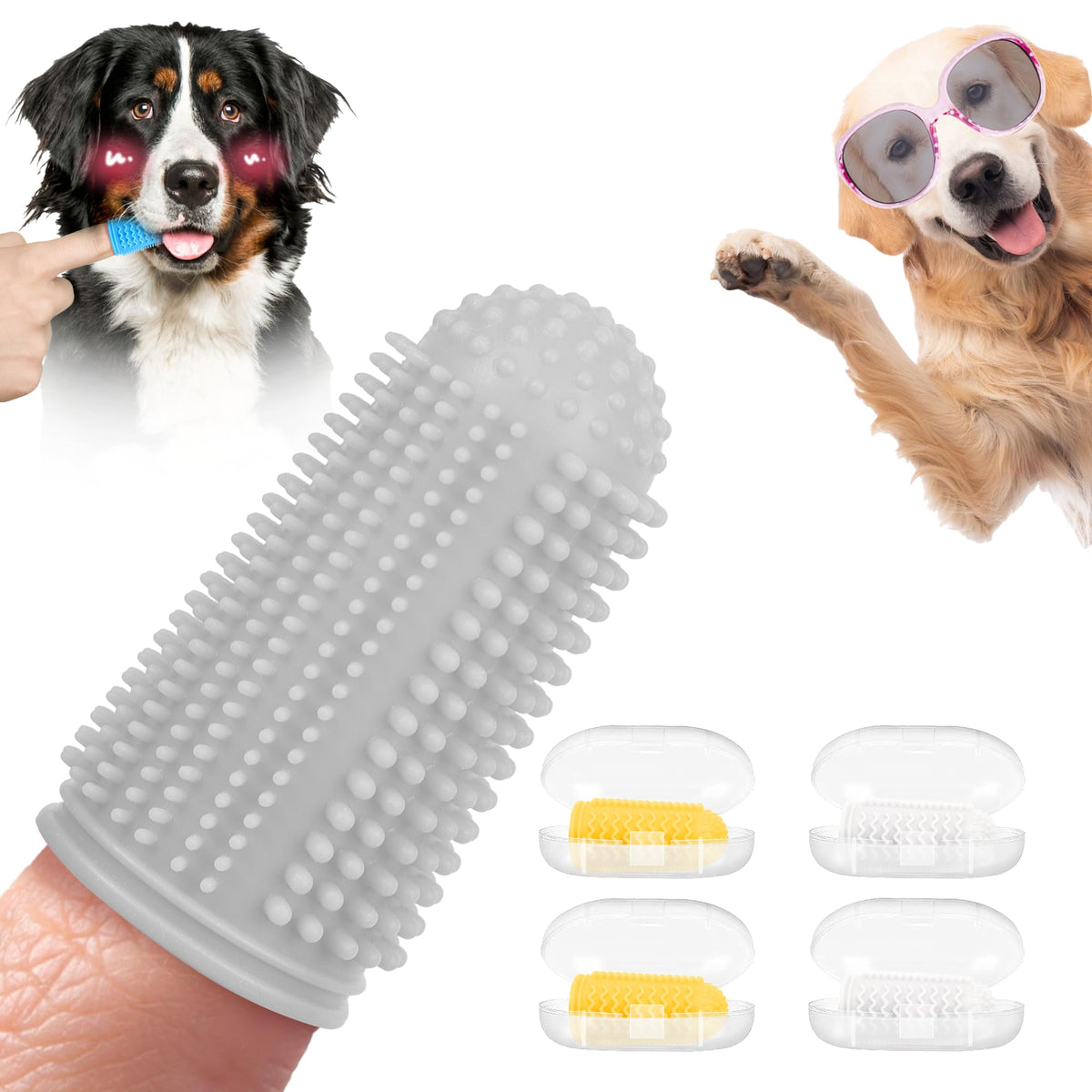 Dog Finger Toothbrush Set — 4-Pack Dental Kit