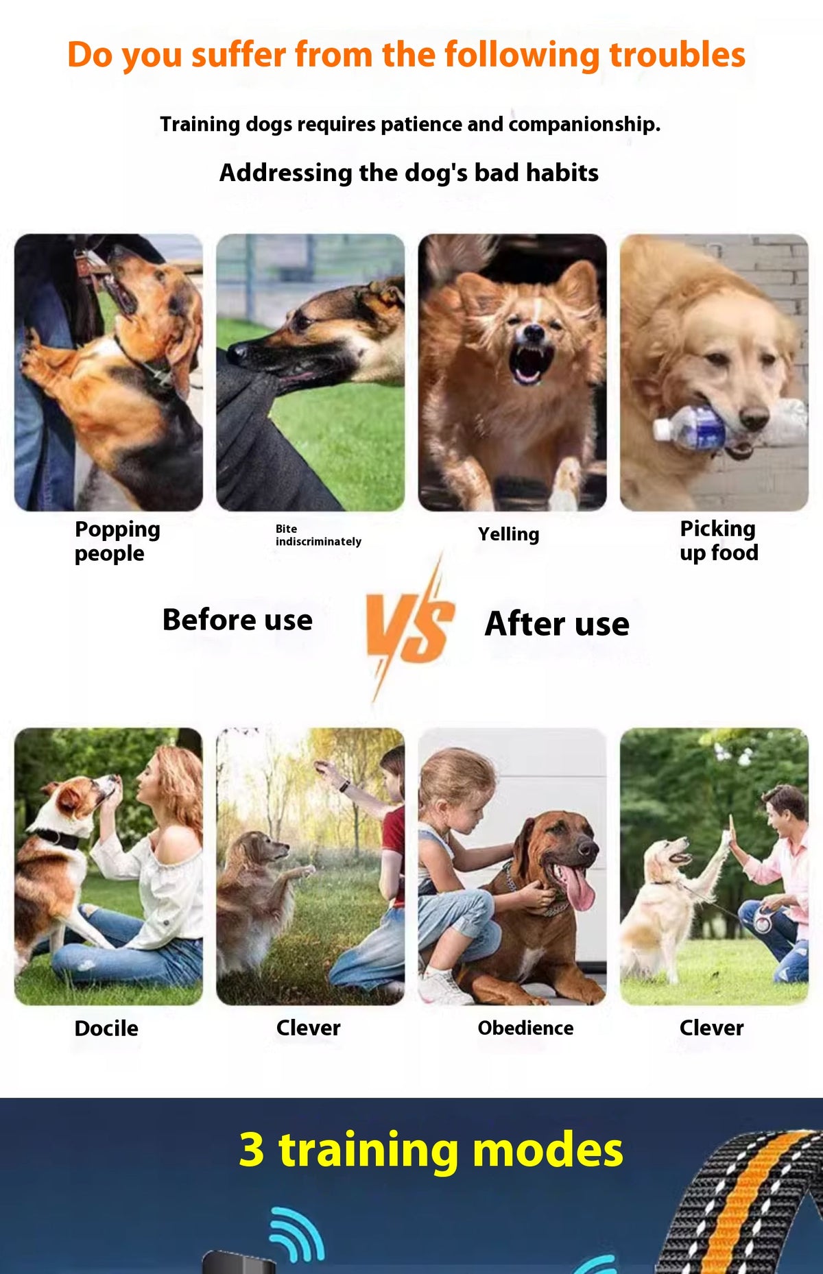Remote Dog Training Collar — Waterproof Vibration & Tone Trainer