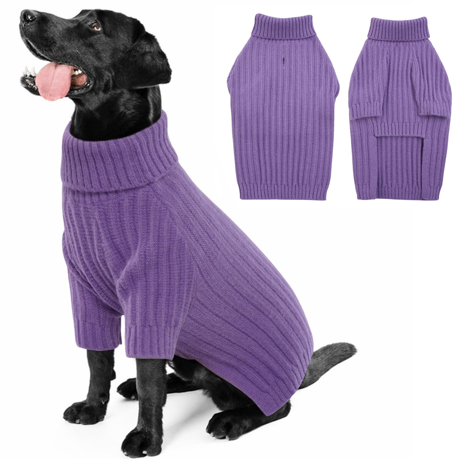 Cable-Knit Turtleneck Dog Sweater — Christmas