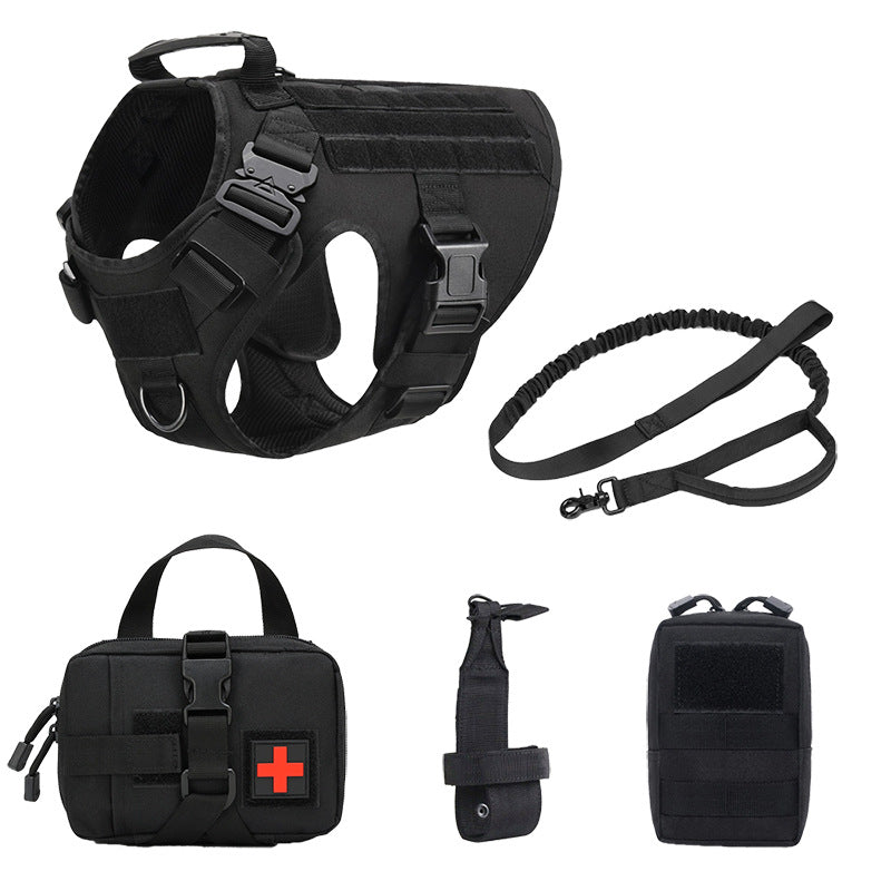 Tactical Dog Harness Set — 5-Piece Kit with Leash, Pouch & Bottle Holder
