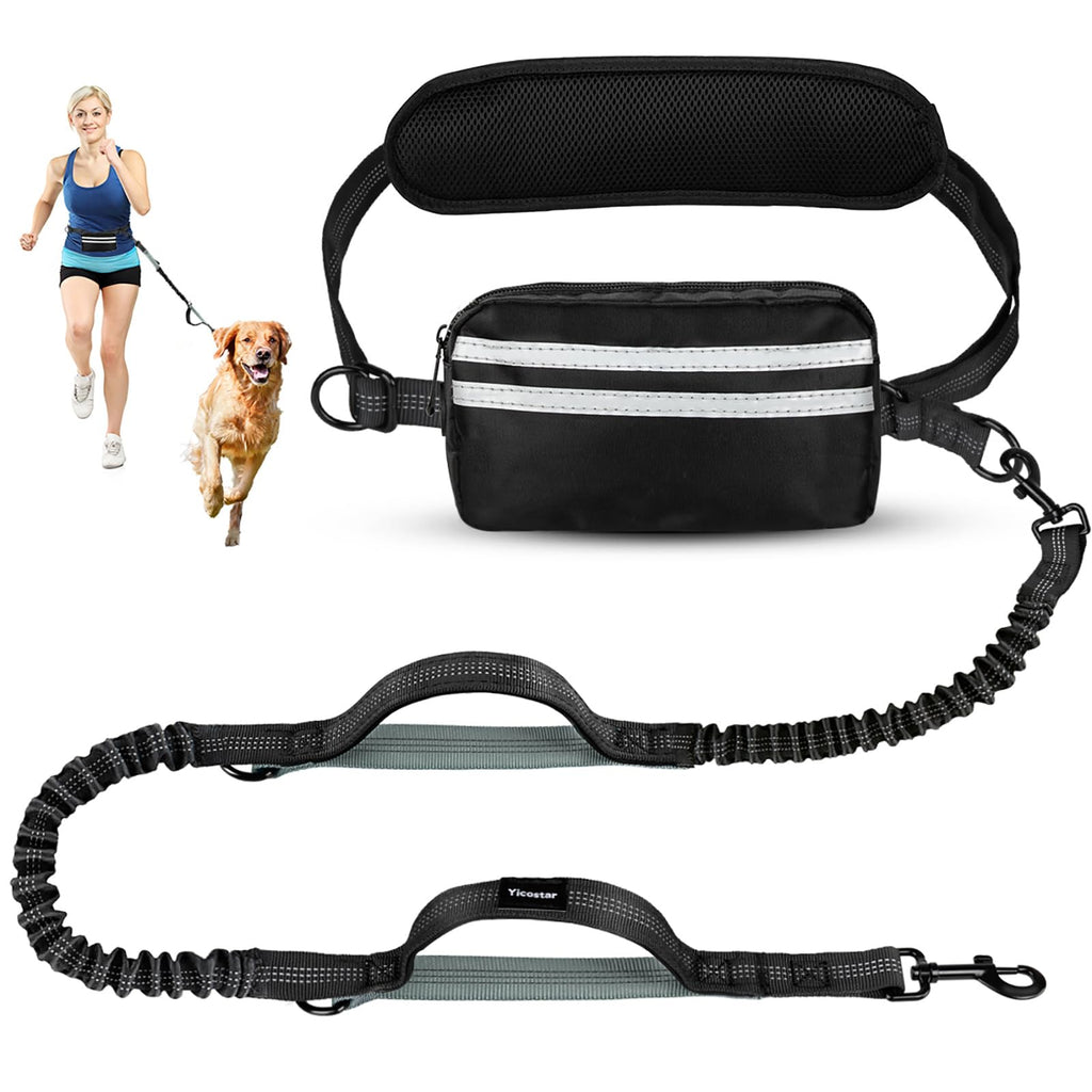 Hands-Free Retractable Bungee Dog Leash — Waist Belt