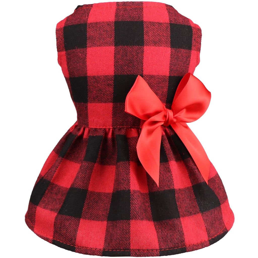 Buffalo Plaid Dog Dress — Bow-Tie Christmas Outfit