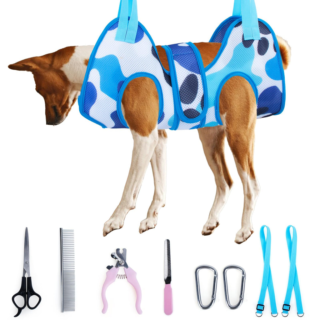 Dog Grooming Hammock — Nail-Trim Restraint Sling with Clippers