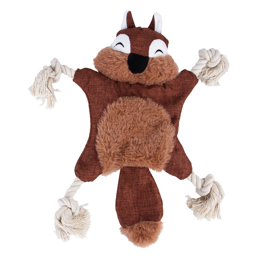 Plush Squeaky Dog Toy — Realistic Fox, Squirrel & Woodland Animals