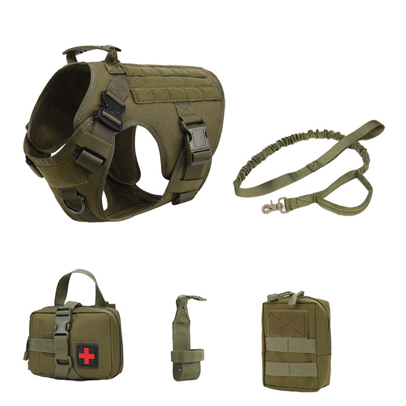 Tactical Dog Harness Set — 5-Piece Kit with Leash, Pouch & Bottle Holder