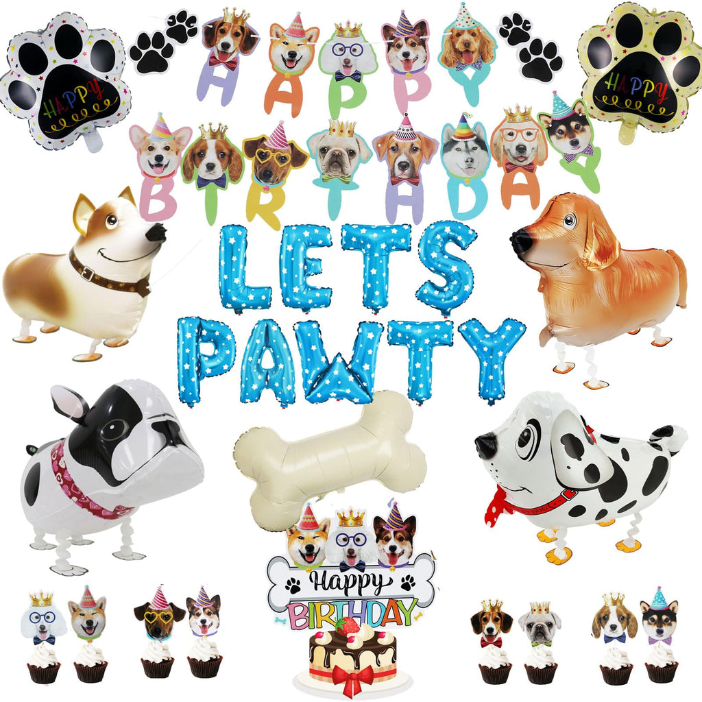 Dog Birthday Party Decorations — Banner, Balloons & Toppers