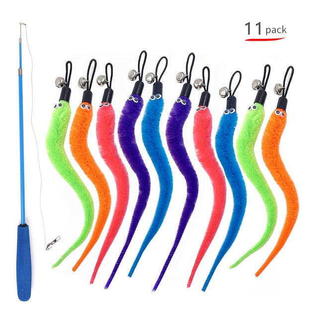 Retractable Cat Feather Teaser — Extendable Wand for Indoor Cats