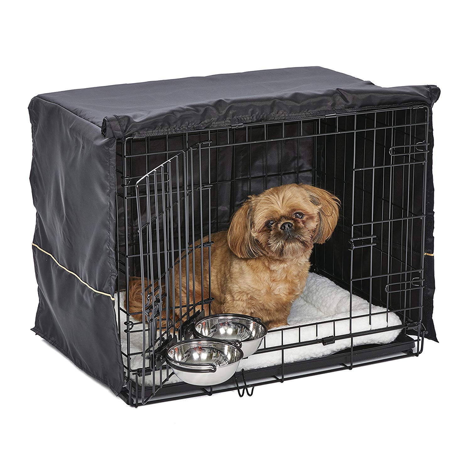 Dog Crate Starter Kit — 24 in with Bed, Bowls & Cover