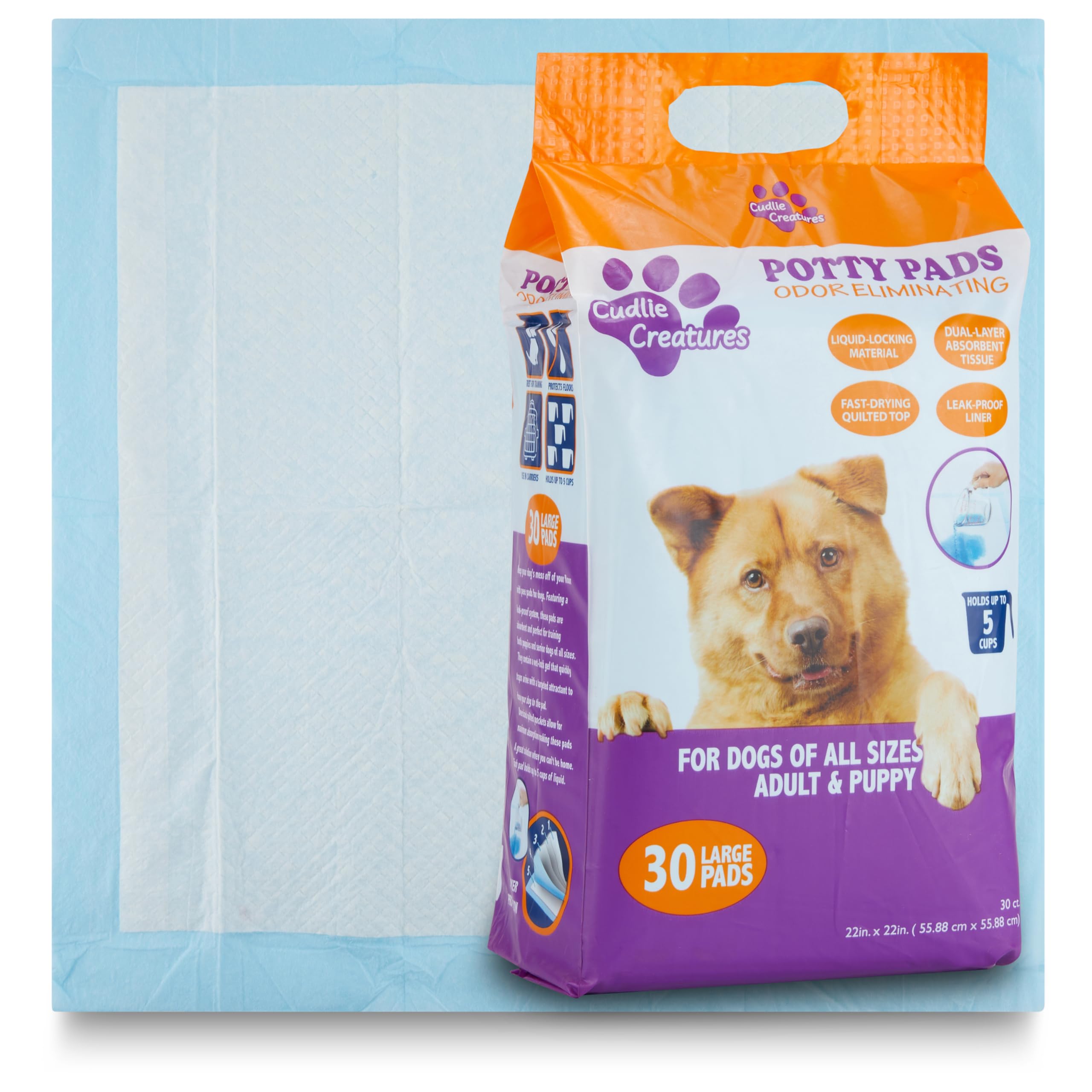 Dog Training Pee Pads — 30 Count, 22x22 in