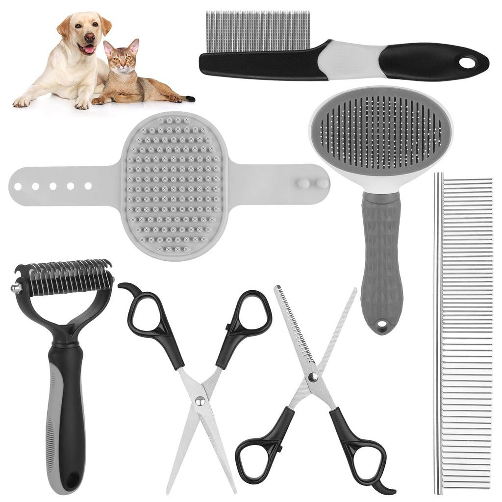 7-Piece Pet Grooming Kit — Deshed, Dematt, Comb & Massage