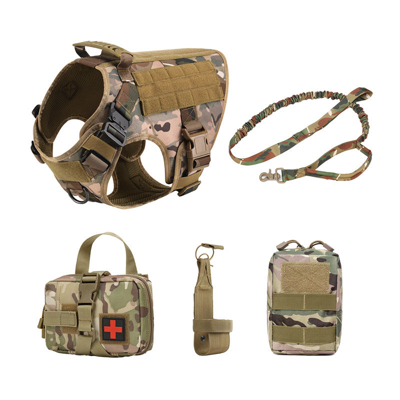 Tactical Dog Harness Set — 5-Piece Kit with Leash, Pouch & Bottle Holder