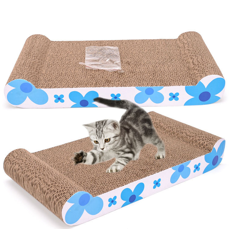 Large Cat Scratching Lounger with Catnip — Corrugated Scratch Bed
