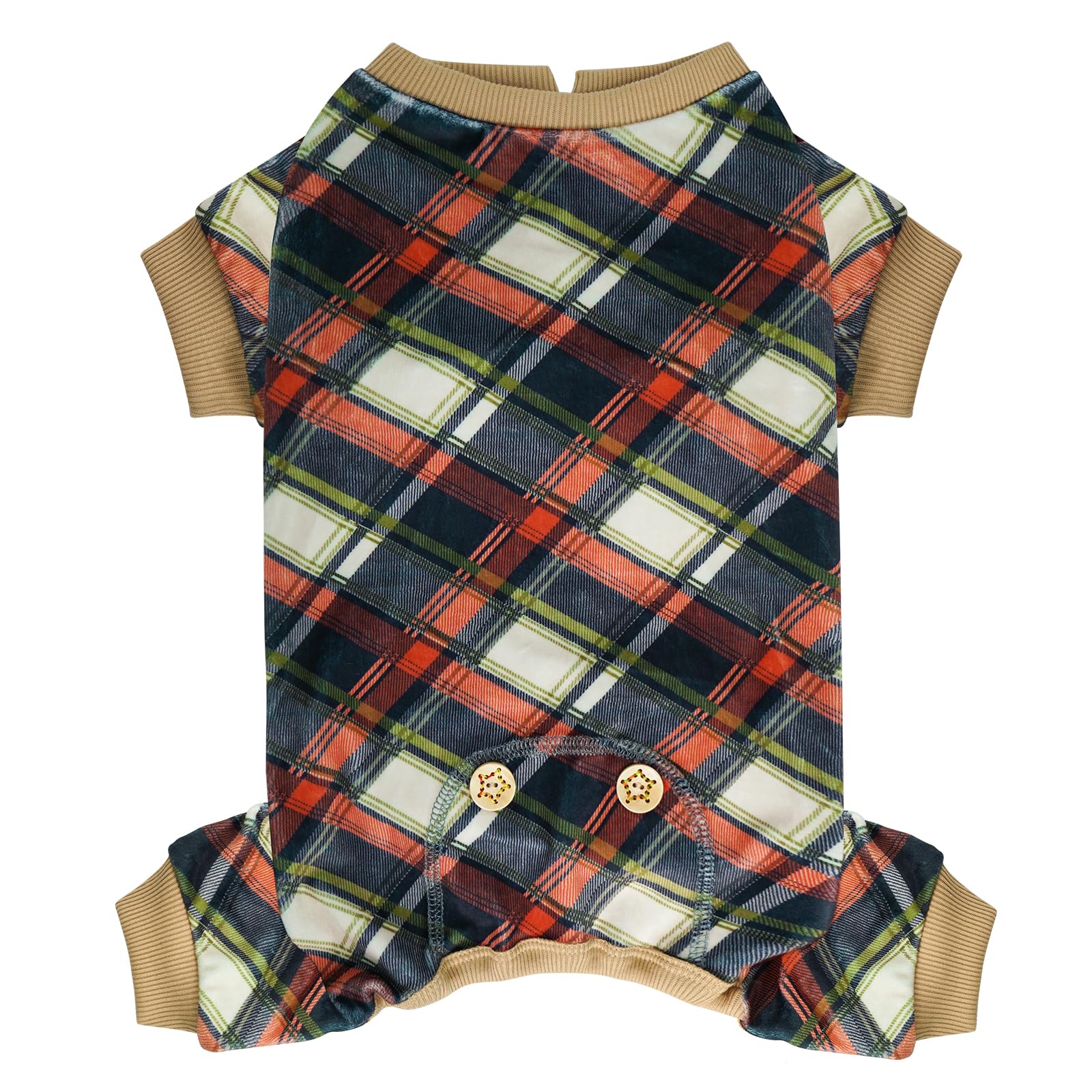 Velvet Checkered Dog Pajamas — Soft Stretch Onesie