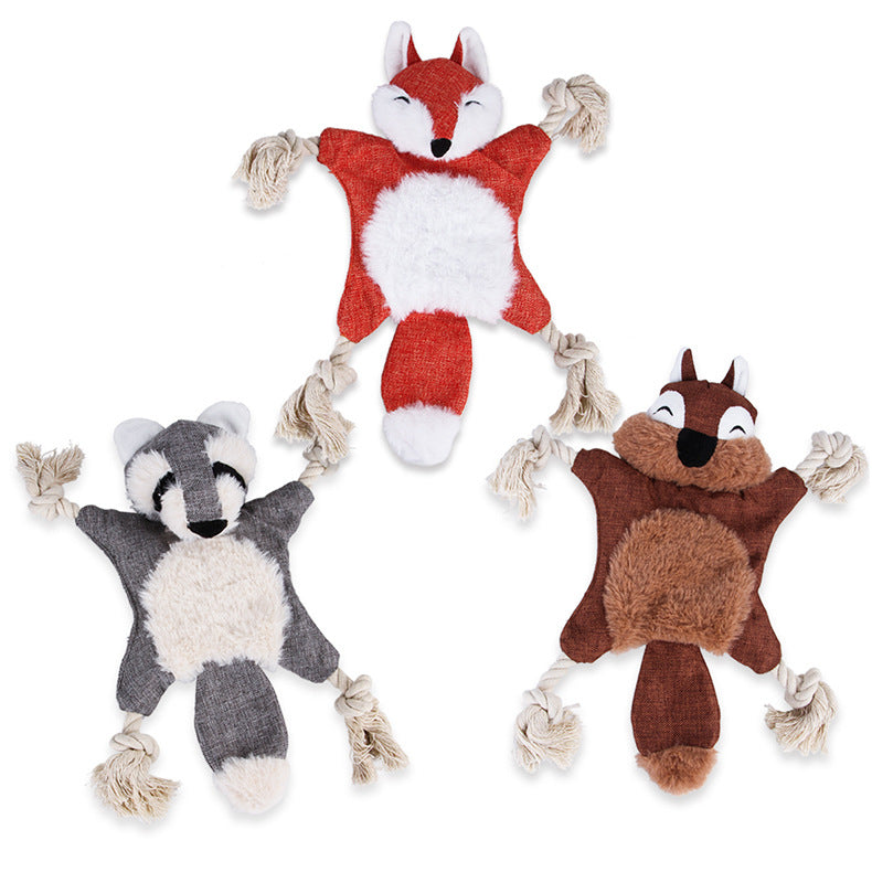 Plush Squeaky Dog Toy — Realistic Fox, Squirrel & Woodland Animals