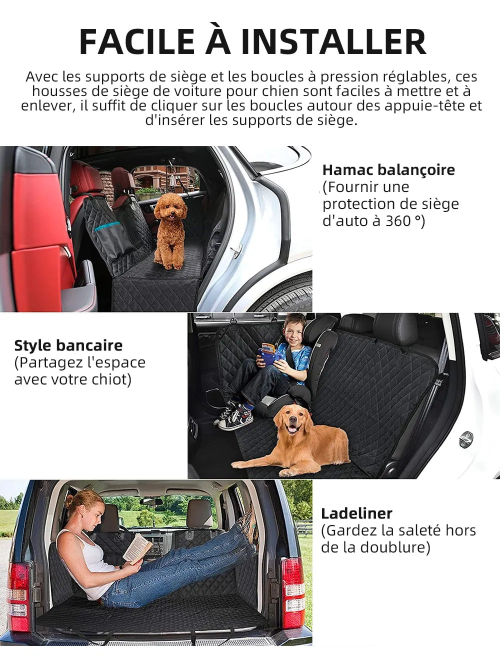 Dog Car Seat Cover — Waterproof Hammock with Mesh Window & Pocket