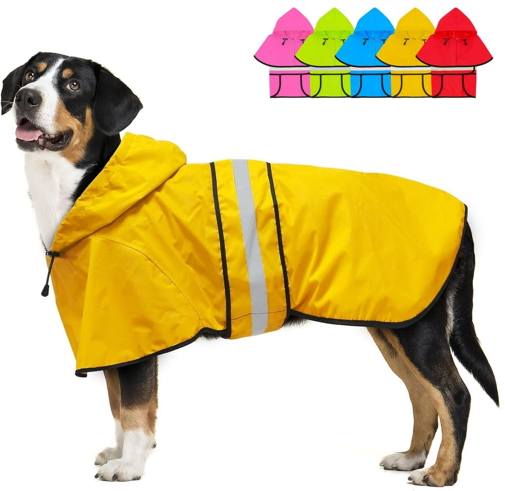 Reflective Hooded Dog Raincoat — Waterproof