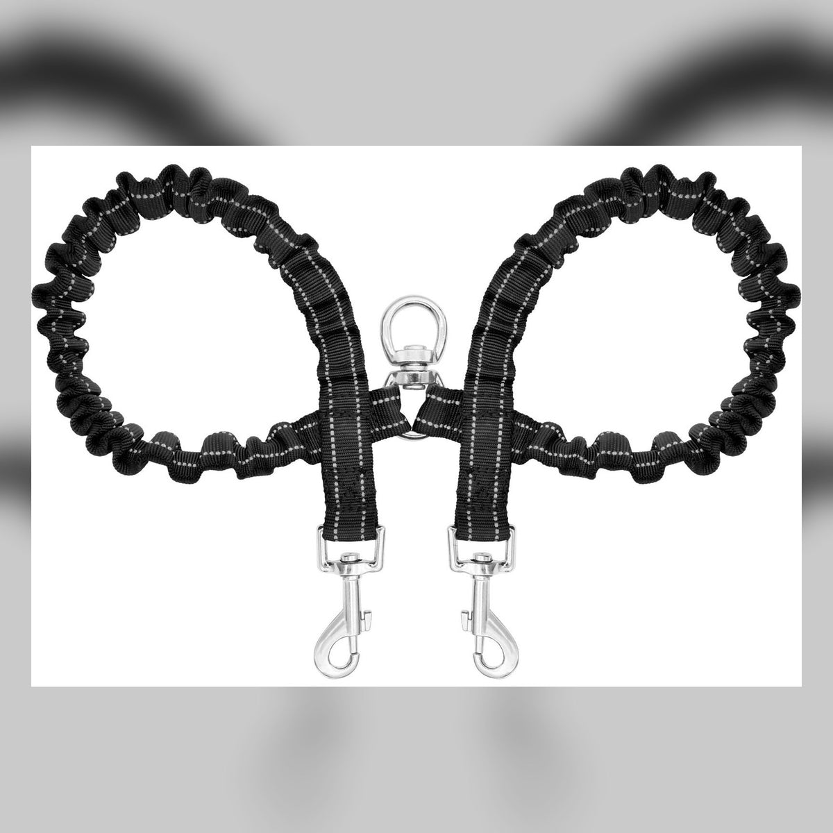 Reflective no-tangle double dog leash for two dogs