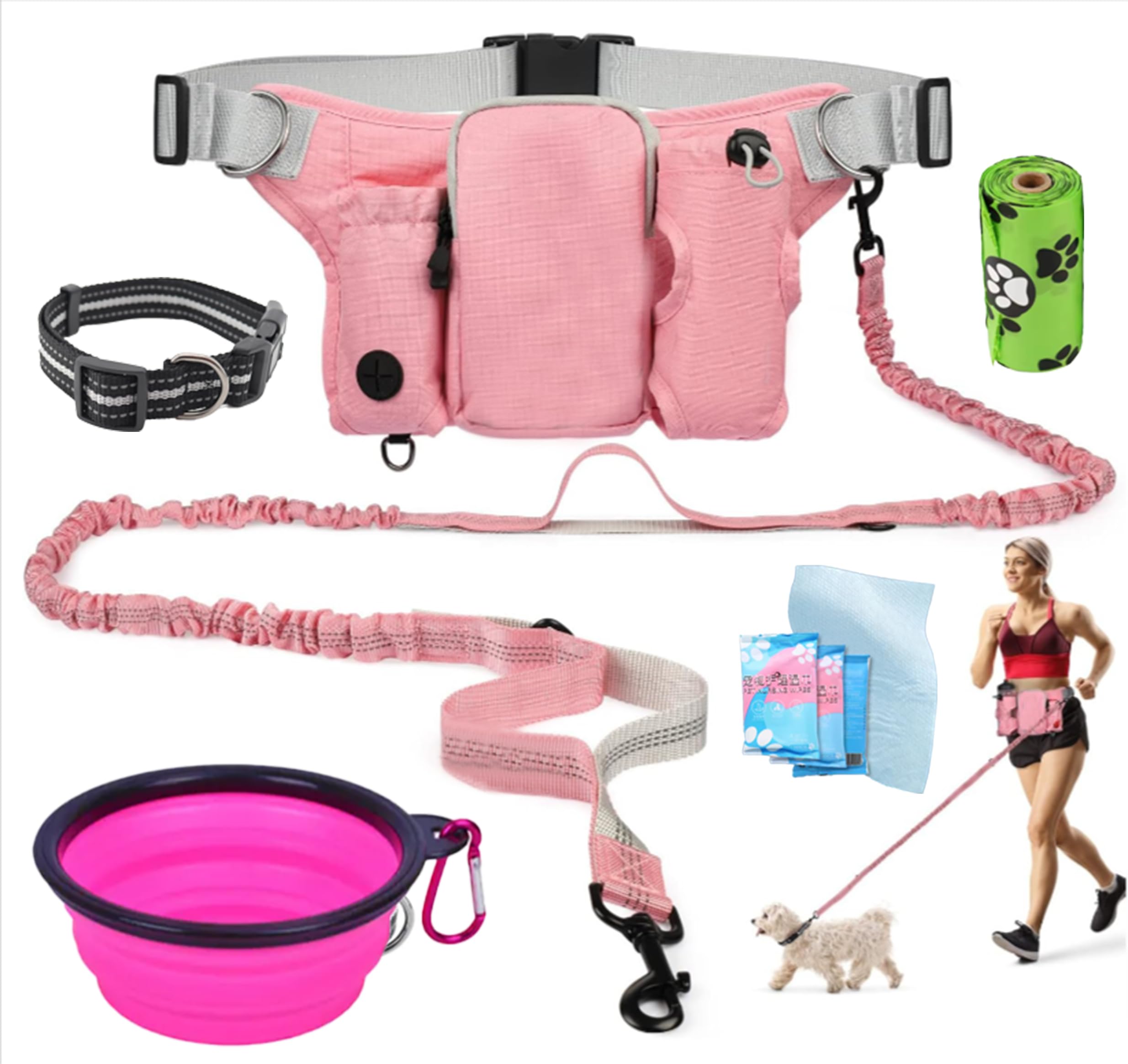 Hands-Free Dog Walking Belt — Waist Leash with Treat Pouch