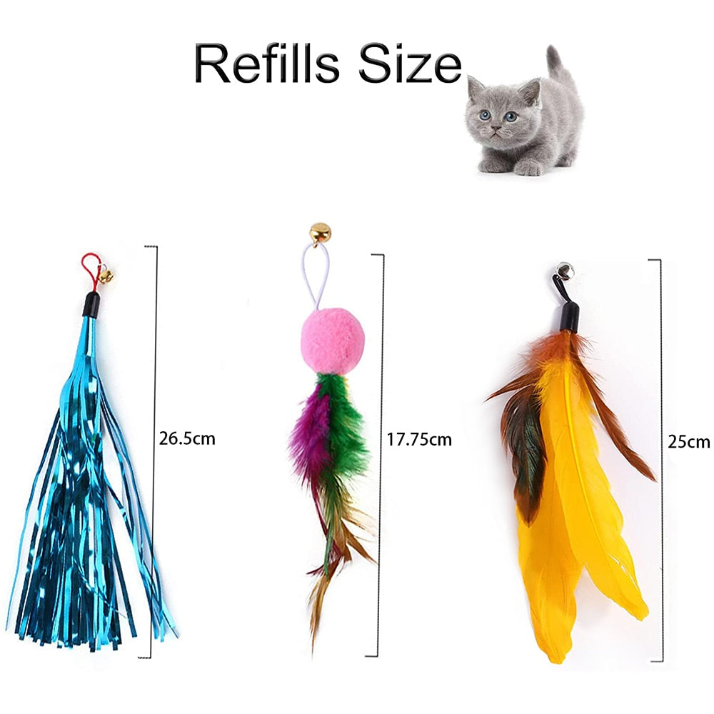 Retractable Cat Feather Teaser — Extendable Wand for Indoor Cats