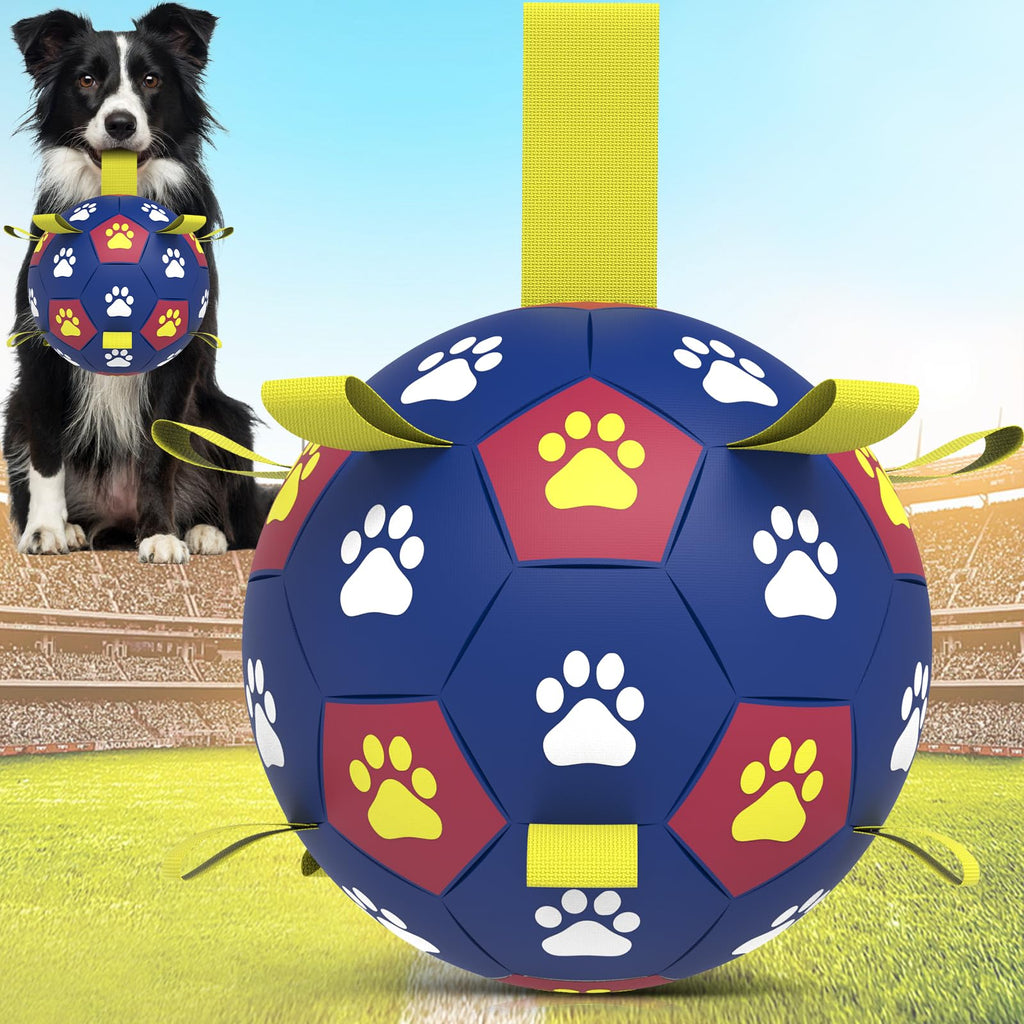 Dog Soccer Ball with Straps — Herding Water Toy, 8 in