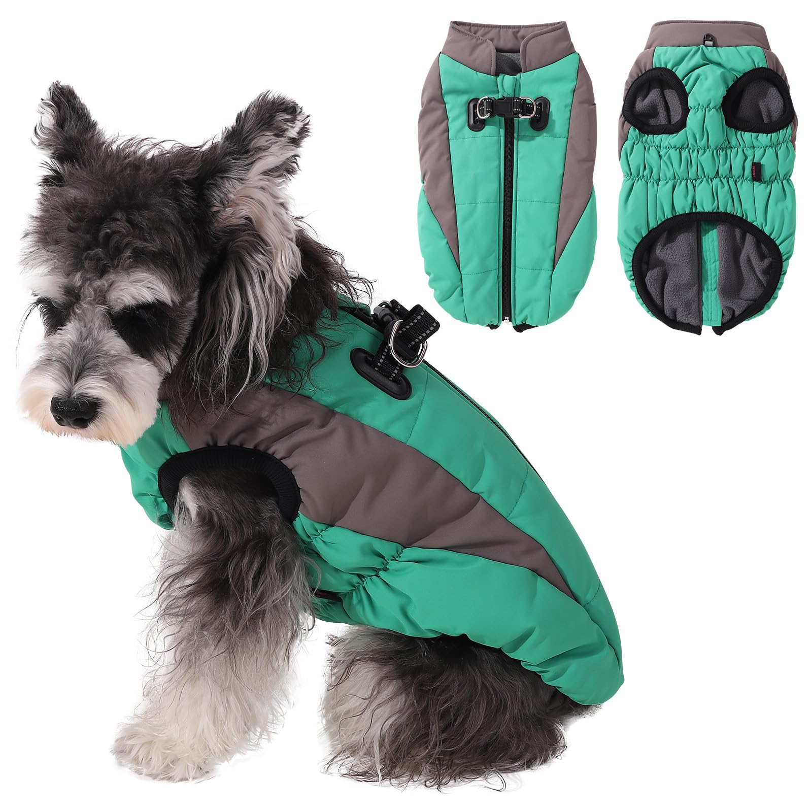 Waterproof Dog Winter Coat with Built-In Harness