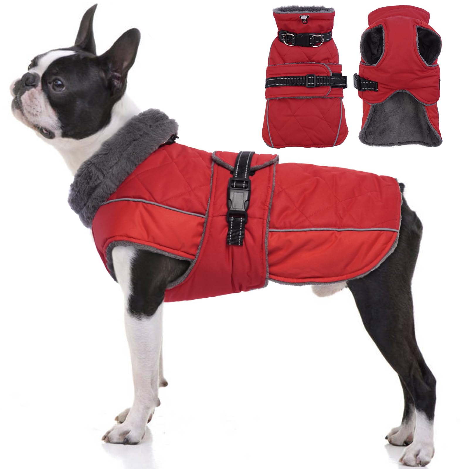 Reflective Turtleneck Dog Winter Coat — Waterproof Fleece