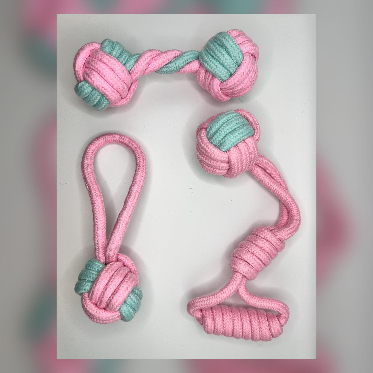 Pink dog rope toy set multi pack